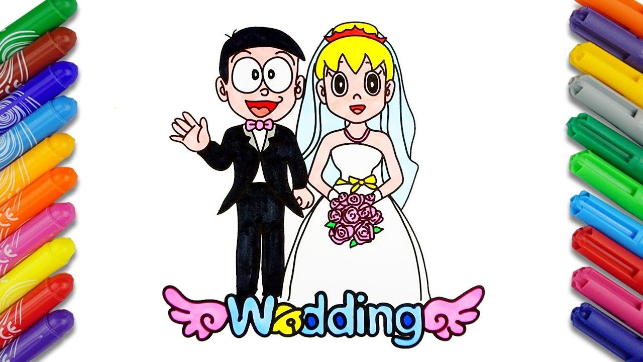 Nobita Shizuka In The Wedding - Draw Nobita And Shizuka Wedding , HD Wallpaper & Backgrounds
