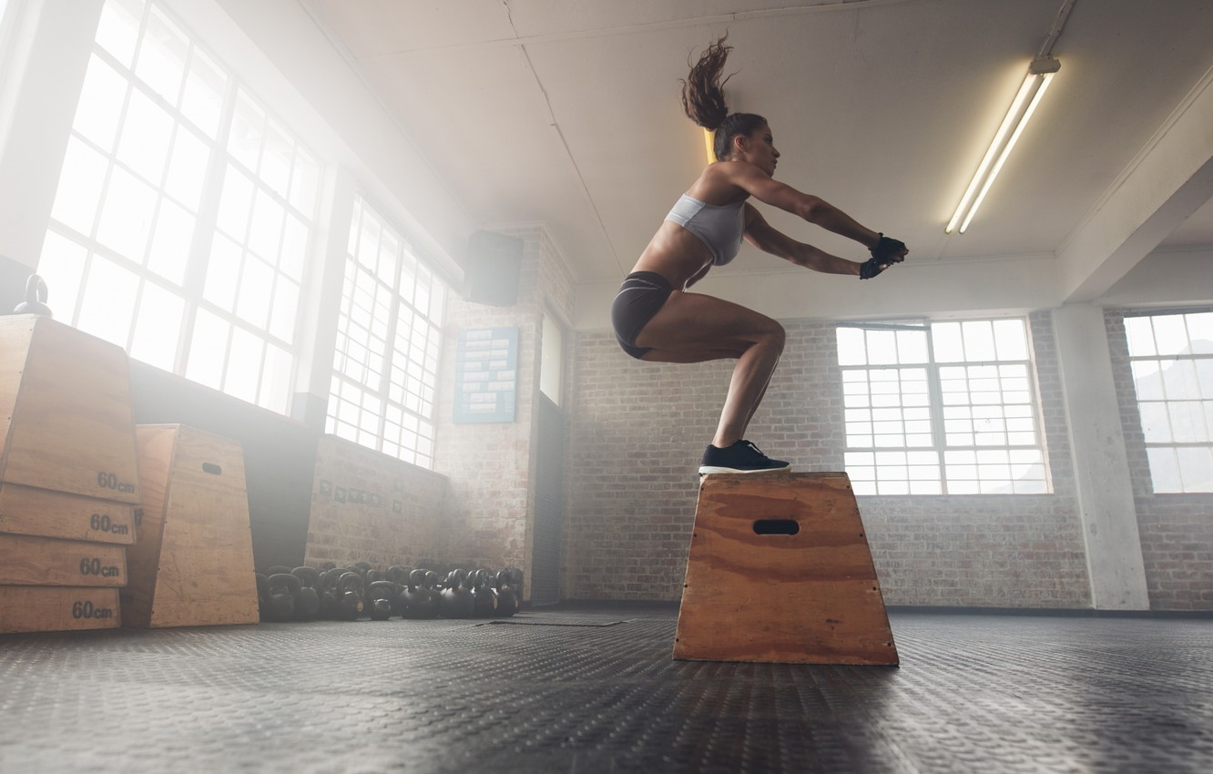 Photo Wallpaper Jump, Female, Crossfit - Functional Fitness , HD Wallpaper & Backgrounds