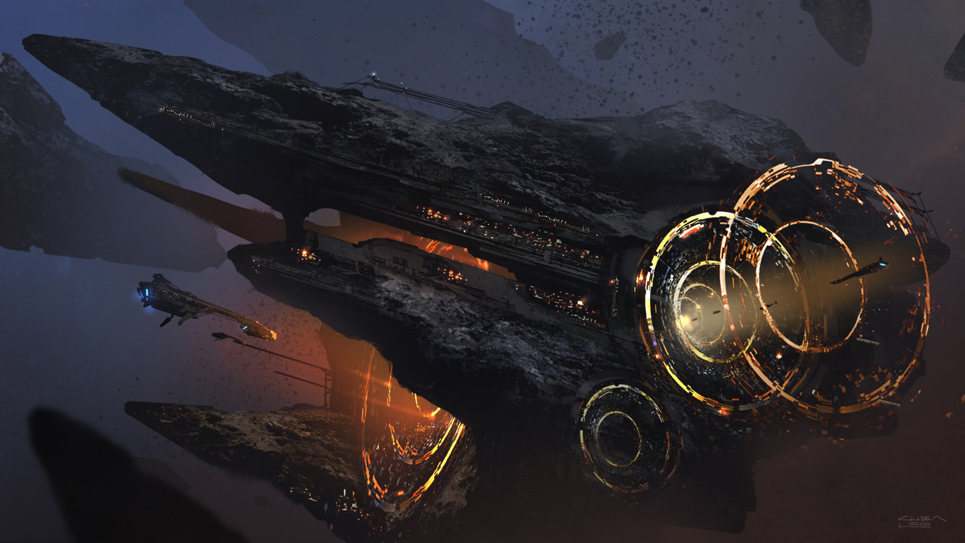 Free Desktop Sci Fi Wallpapers Download - Concept Art Asteroid Mining , HD Wallpaper & Backgrounds