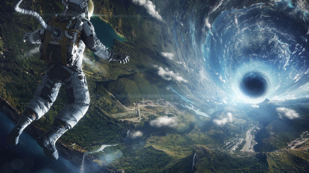 Astronaut, Vortex, Black Hole, Sci-fi, 4k, 5k - Astronaut Black Hole , HD Wallpaper & Backgrounds