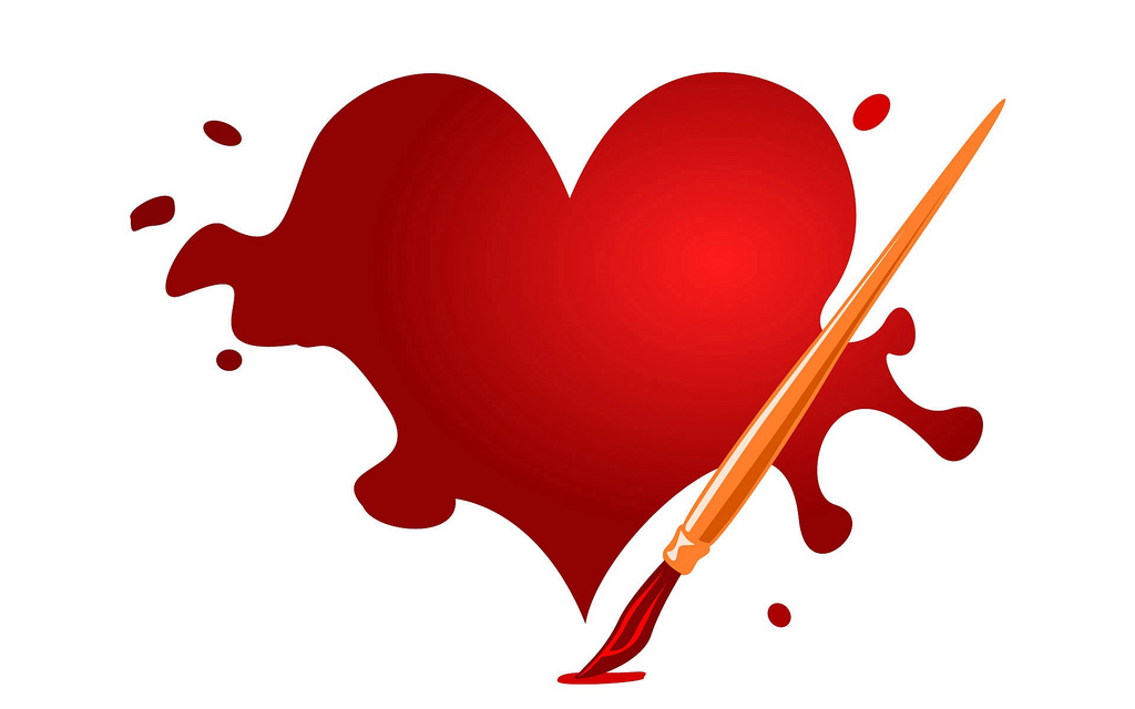 M Wallpapers Love - Heart With Paint Brush , HD Wallpaper & Backgrounds