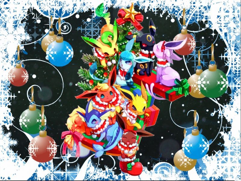 Christmas With Family Wallpaper From Pokemonwallpapers - Pokemon Christmas , HD Wallpaper & Backgrounds