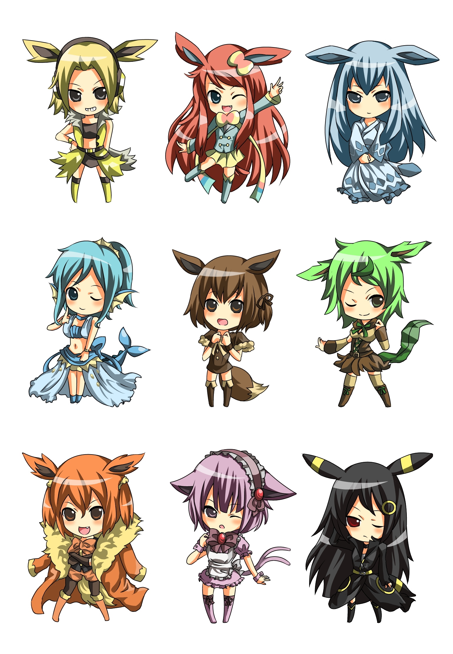 View Fullsize Eeveelution Image - Chibi Human Pokemon Eeveelutions , HD Wallpaper & Backgrounds