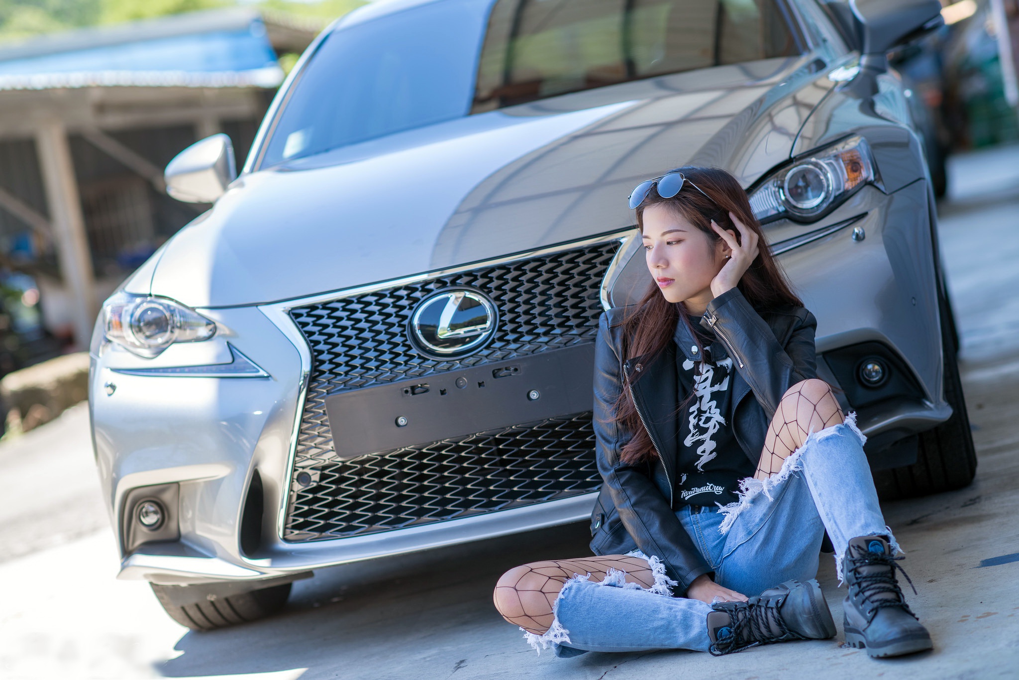 Asian Girl, Car, Woman, Model, Sit, Leather Jacket - Девушка С Машиной Лексус , HD Wallpaper & Backgrounds