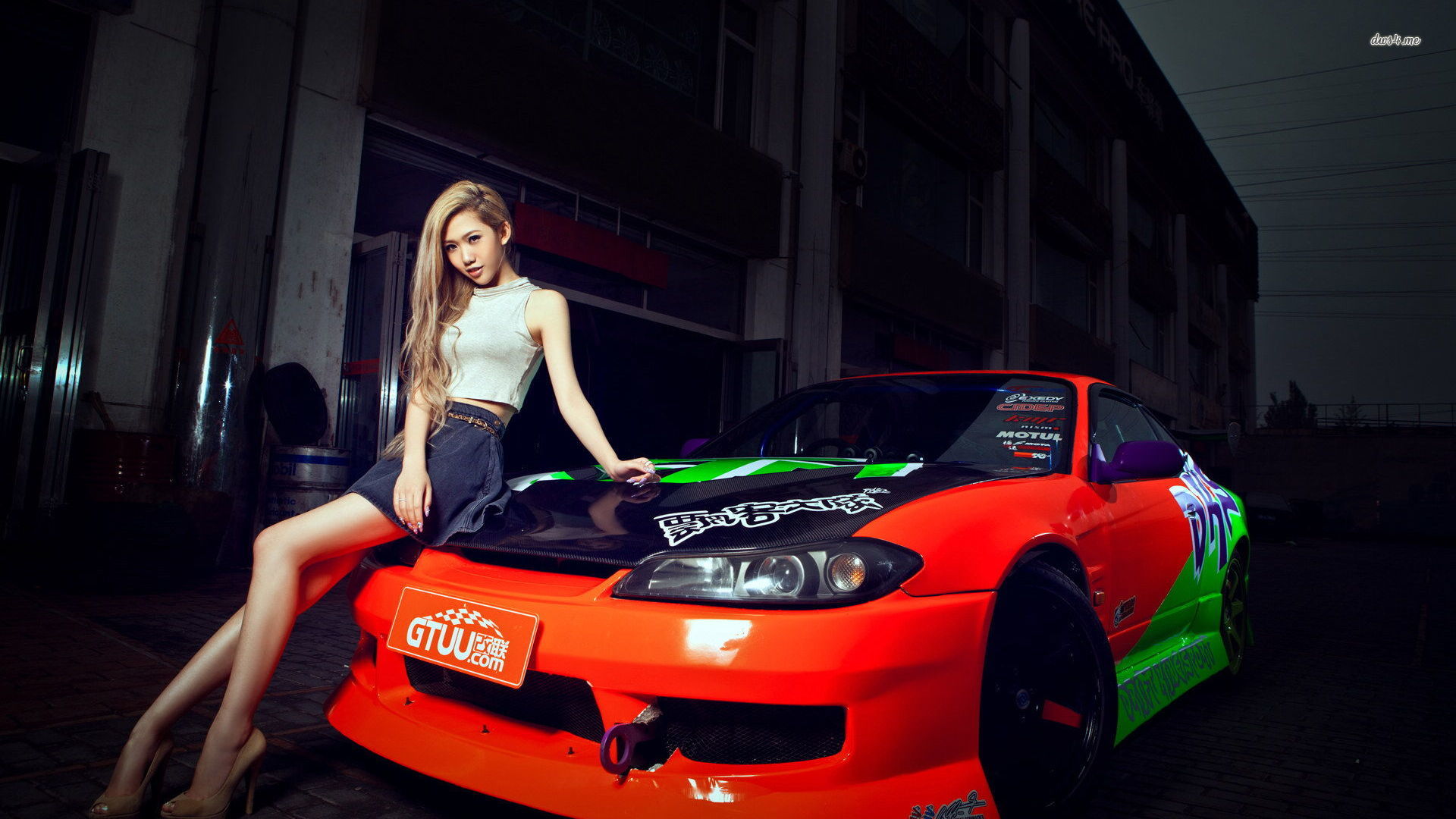 Asian Girl On A Sport Car Wallpaper - Sport Car With Girl , HD Wallpaper & Backgrounds