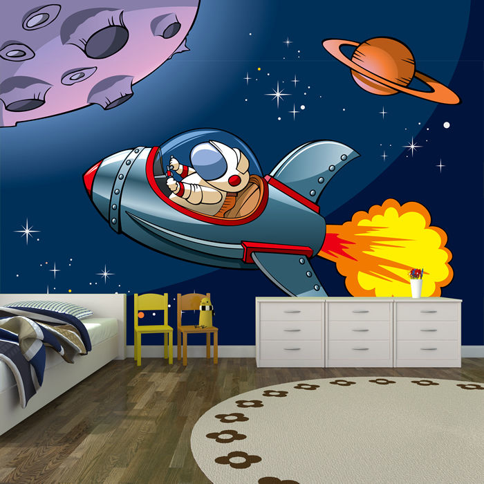 Details About Space Wall Mural Planets Rocket Photo - Space Wall Mural , HD Wallpaper & Backgrounds
