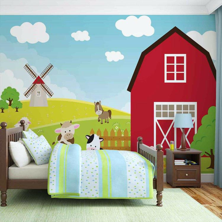 Wallpaper Boys Bedroom Farm Cartoon Boys Bedroom Wallpaper - Disney Cars Wall Mural , HD Wallpaper & Backgrounds