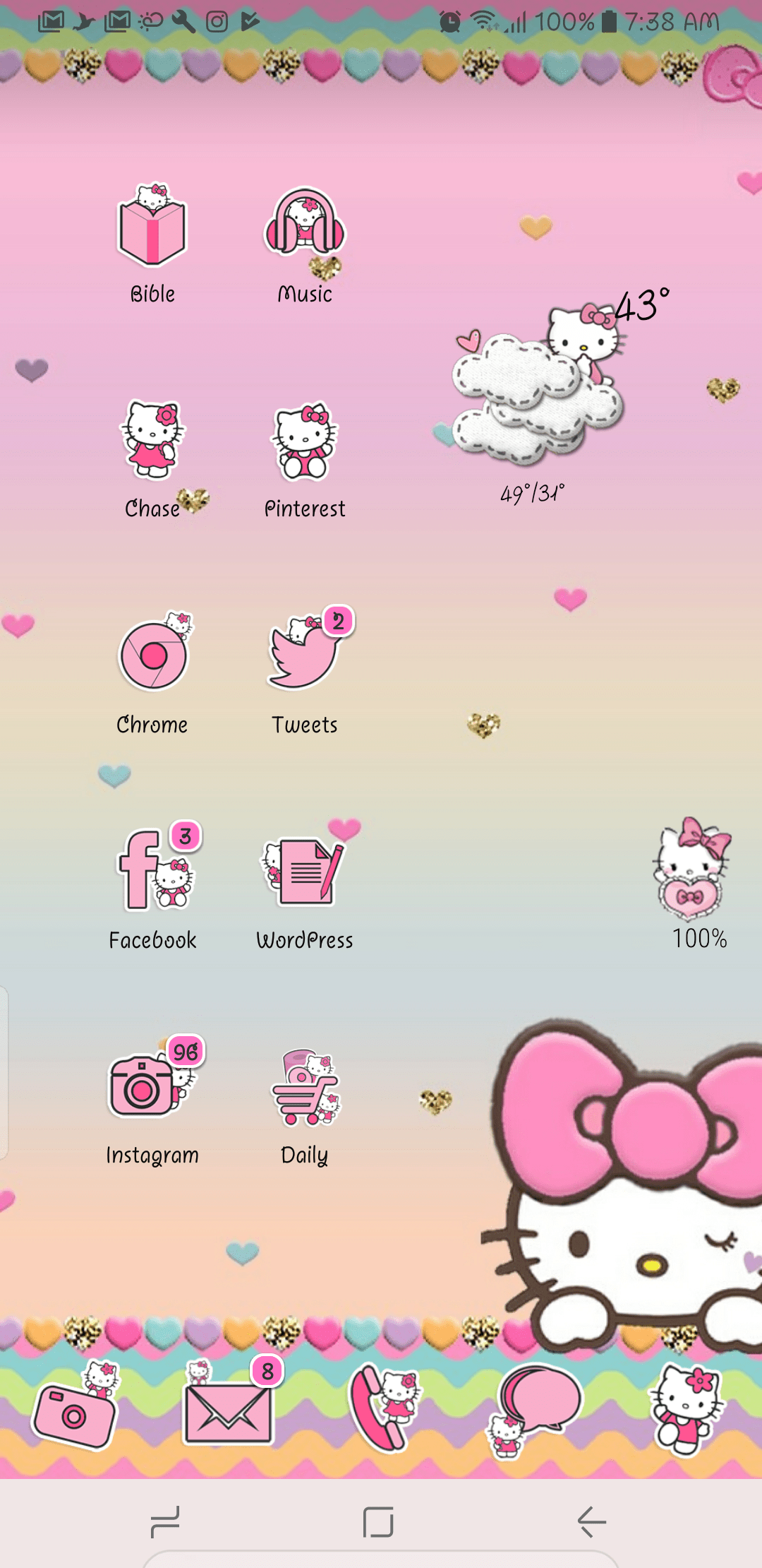 Peek A Boo Hello Kitty On My Galaxy S8 Plus - Hello Kitty Light Pink , HD Wallpaper & Backgrounds