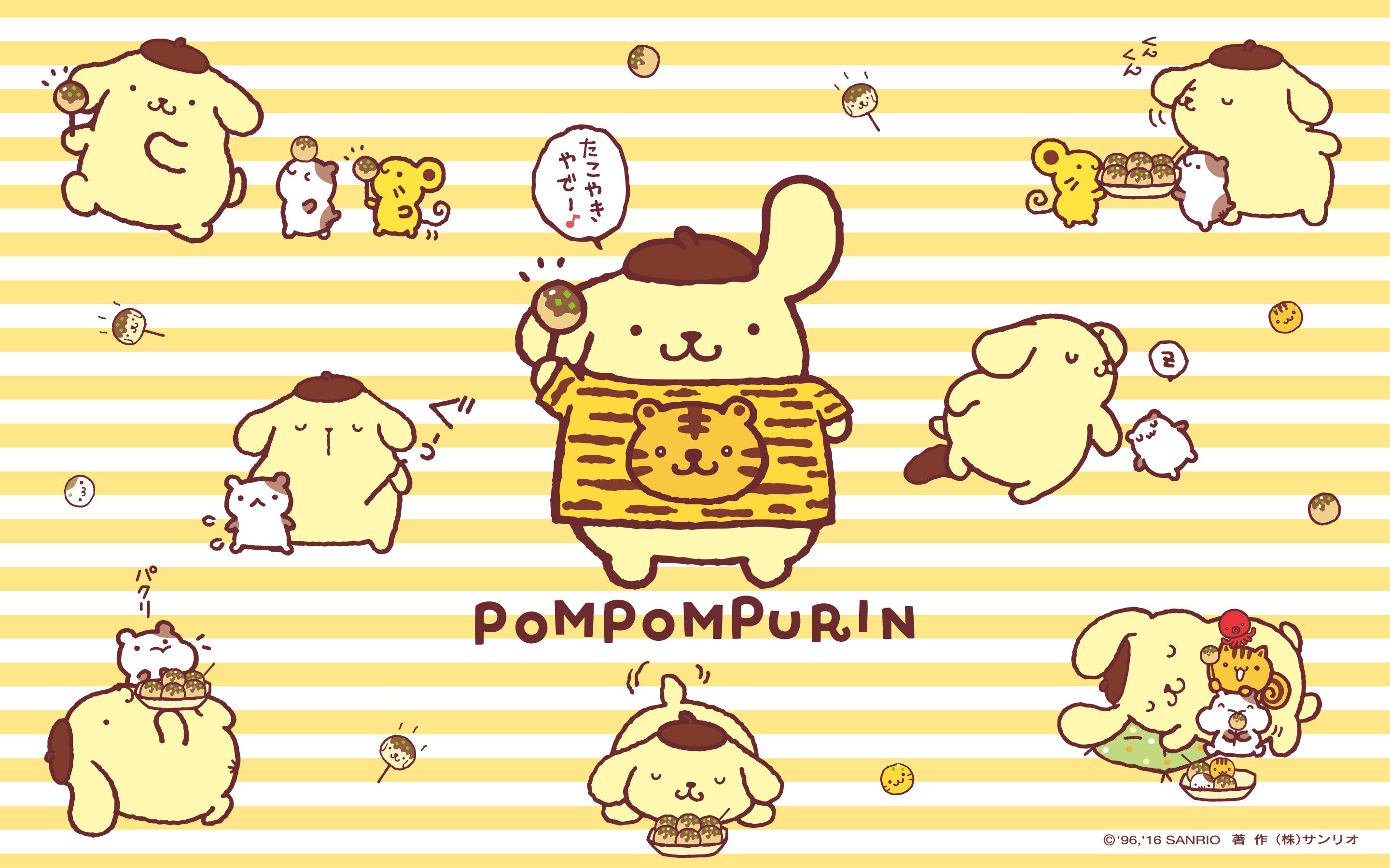 Sanrio Pom Pom Purin And Macaron Wallpaper - Pompompurin Background , HD Wallpaper & Backgrounds