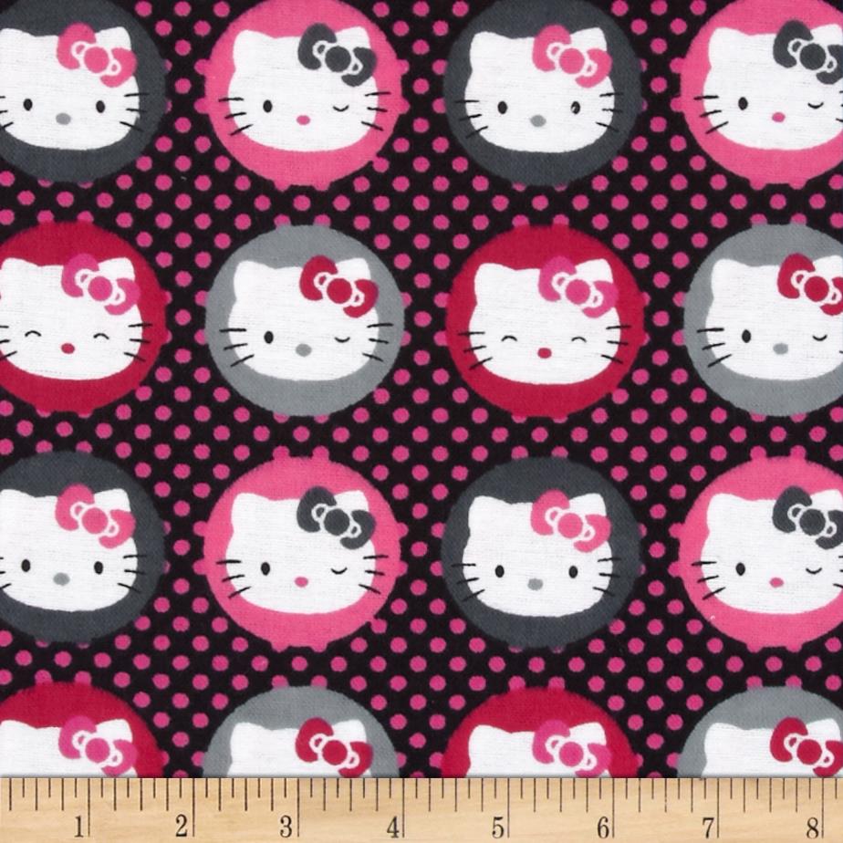 Hello Kitty Flannel Dots On Dots Fuchsia Fabric - Polka Dot Hello Kitty , HD Wallpaper & Backgrounds