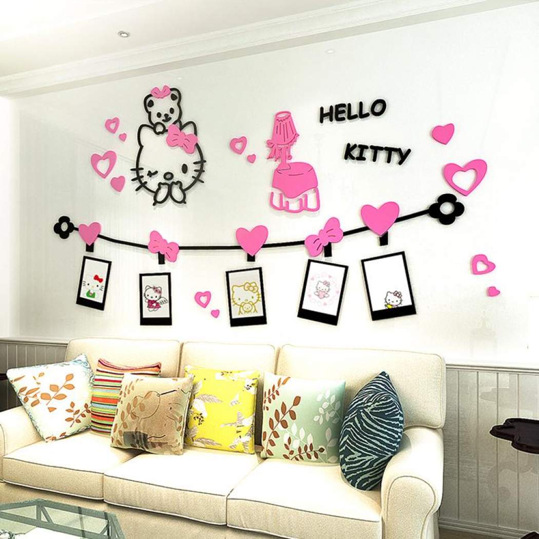 Hello Kitty 3d Acrylic Diy Wall Sticker Malaysia - Bedroom Cute Wall Sticker , HD Wallpaper & Backgrounds