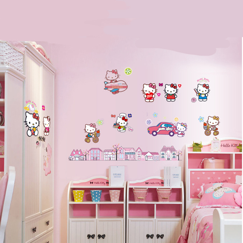 House Sticker Hello Kitty Backdrop Wallpaper Pvc Wall - 粉紅 與 白色 裝修 , HD Wallpaper & Backgrounds