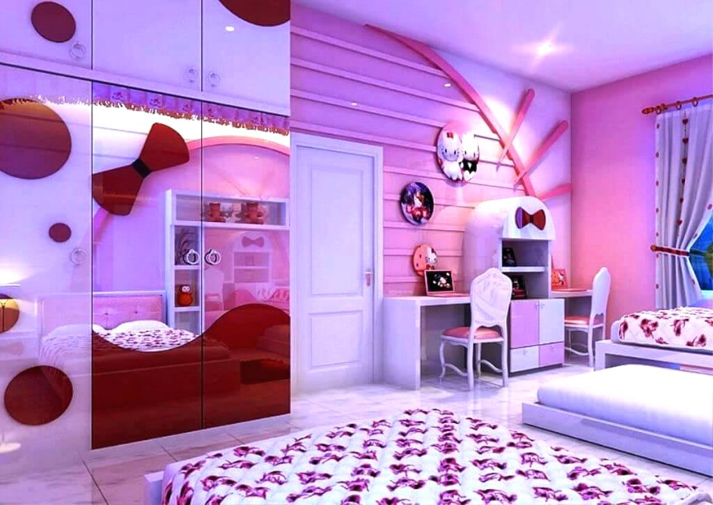Bedroom Decoration Hello Kitty For Adult Romantic Decorating - Bed Room Design For Girls , HD Wallpaper & Backgrounds