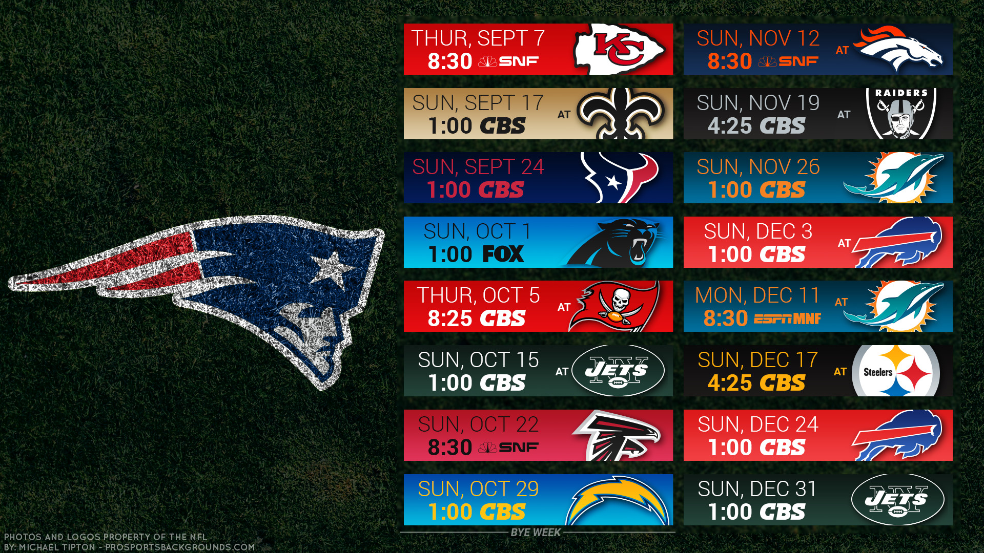New England Patriots 2017 Schedule Turf Football Logo - Patriots Schedule 2017 Iphone , HD Wallpaper & Backgrounds
