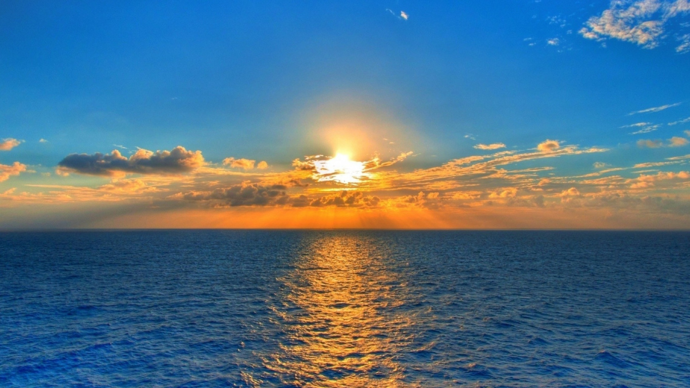 Wallpaper Sea, Sunset, Clouds, Sky, Sun - La Mer Au Coucher Du Soleil , HD Wallpaper & Backgrounds