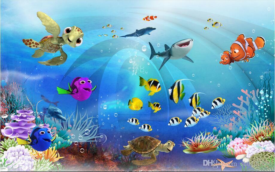 3d Wallpaper Custom Photo Mural Sea World Children - Aquarium Background Kids , HD Wallpaper & Backgrounds