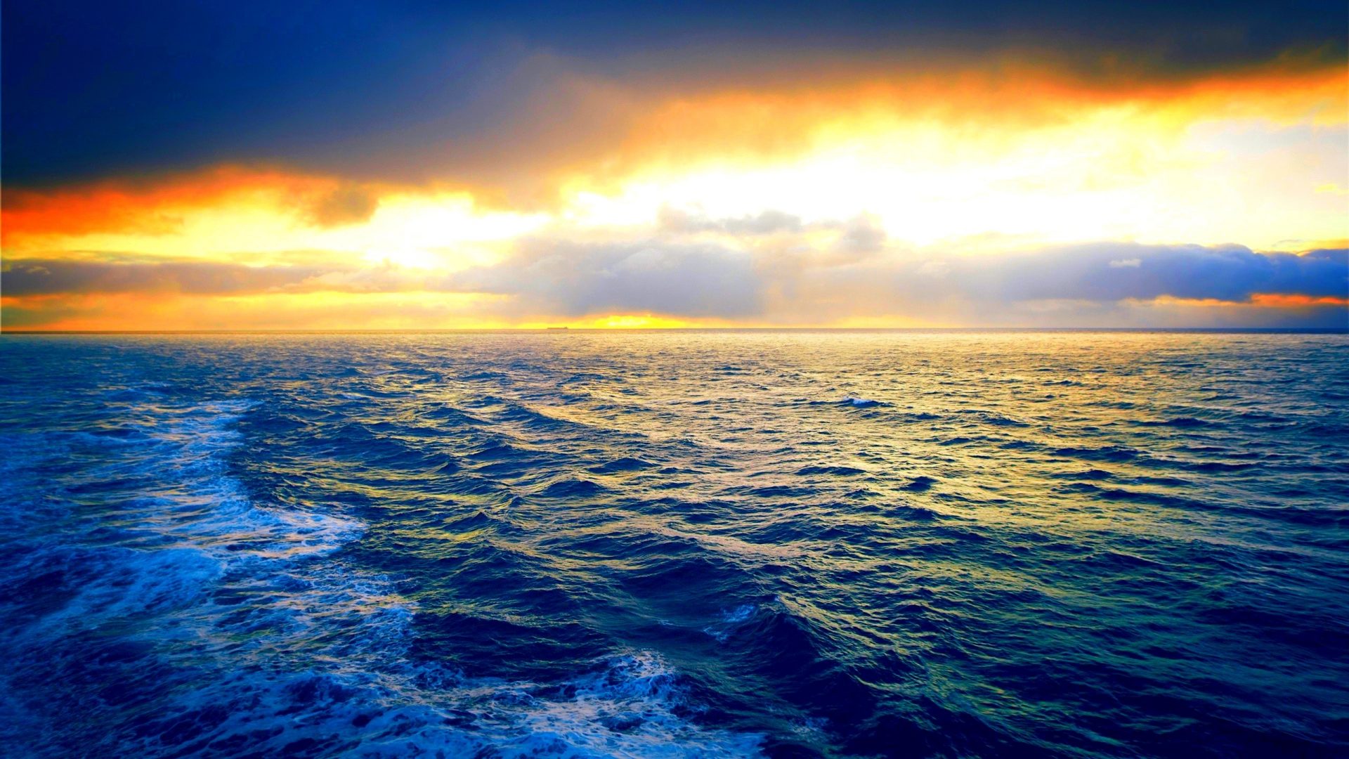 Ocean Clouds Sea Sky Sunset Waves Wallpaper Download - Space Sea , HD Wallpaper & Backgrounds