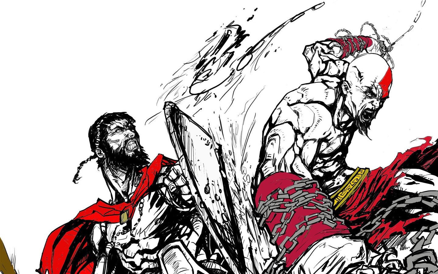 Kratos Vs Leonidas Wallpaper - King Leonidas Vs Kratos , HD Wallpaper & Backgrounds
