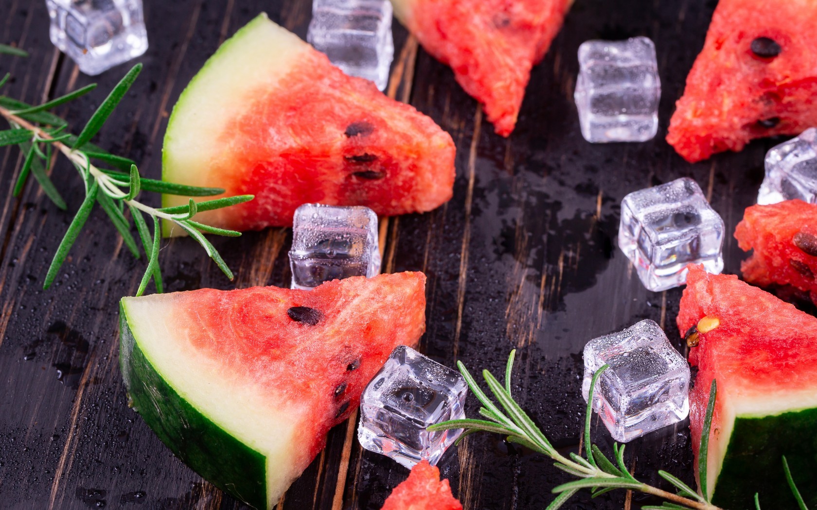 Sliced Watermelon, Ice Cubes, Fruits - Fruit Wallpaper With Ice Cubes , HD Wallpaper & Backgrounds