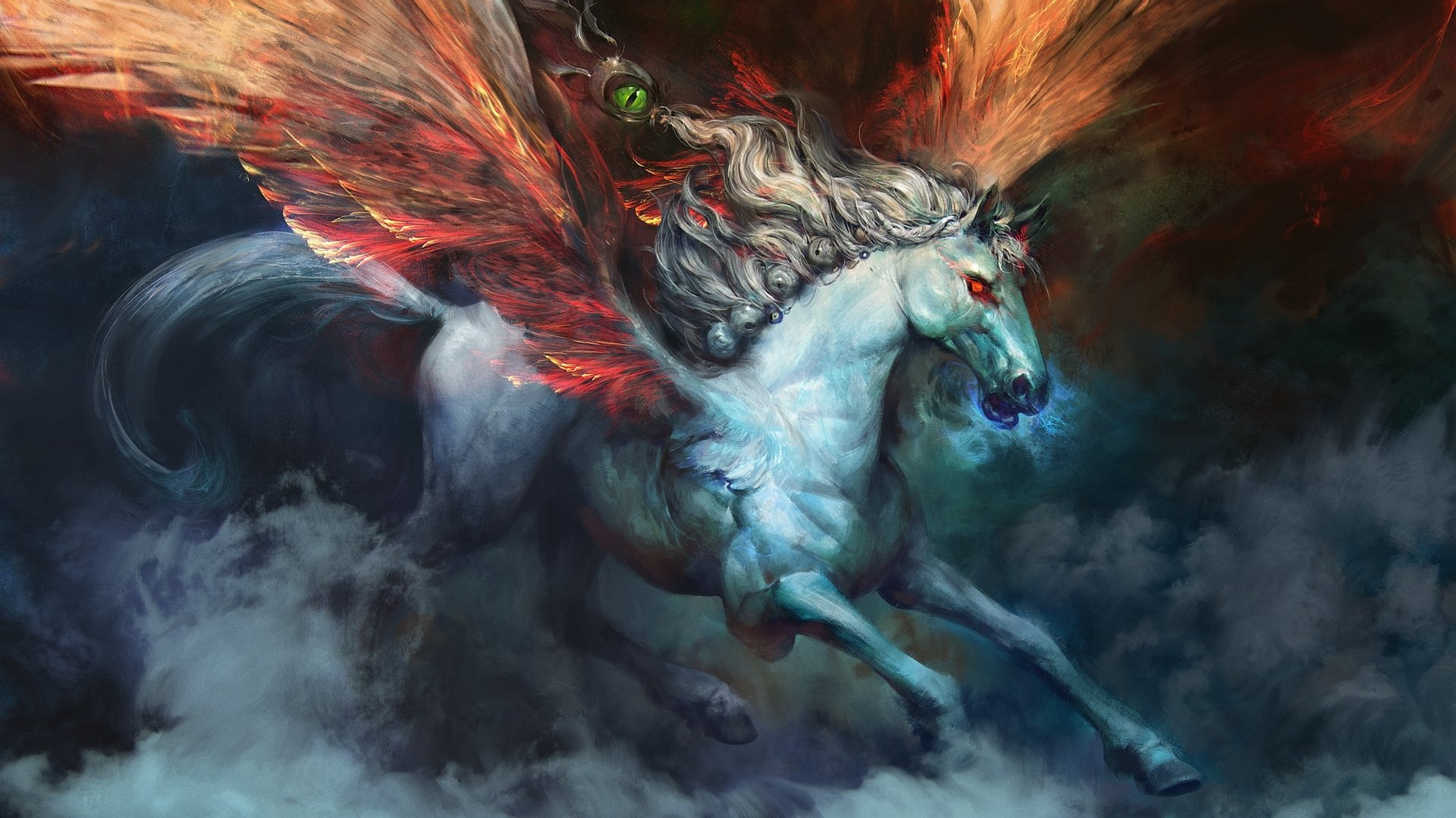 Fire Wings Pegasus - Mongolian Mythology , HD Wallpaper & Backgrounds