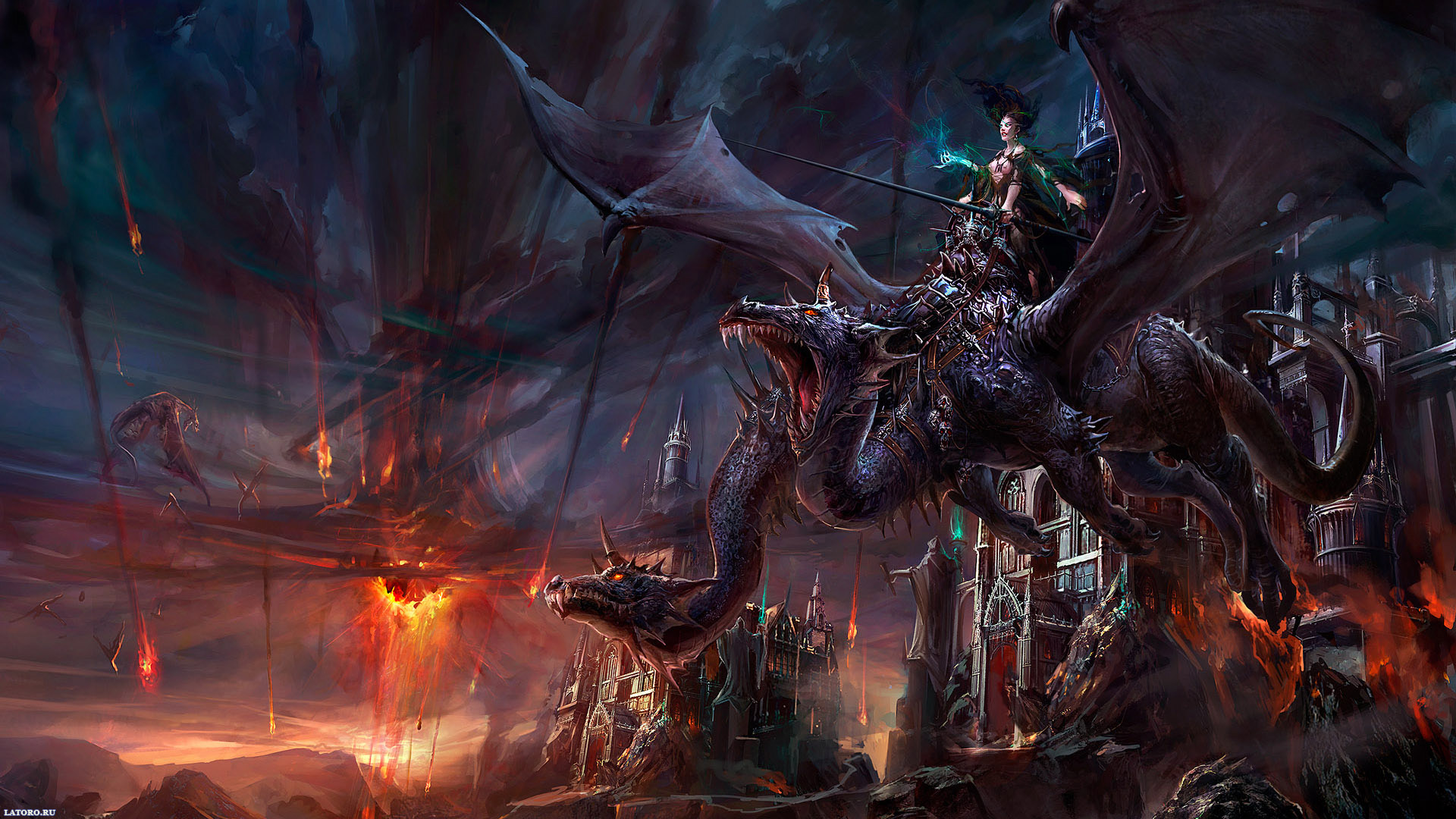 Fantasy Two Headed Dragon , HD Wallpaper & Backgrounds