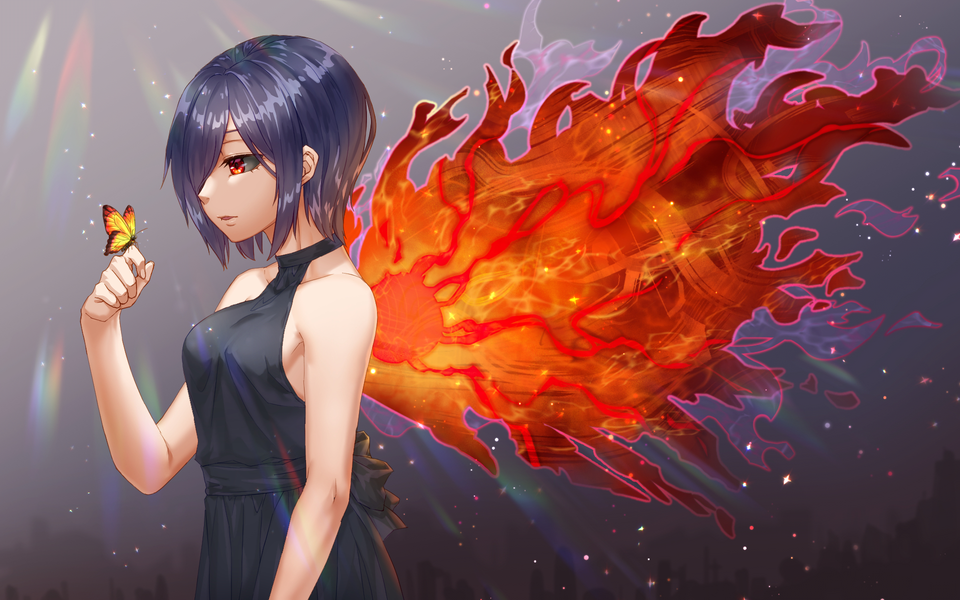 Wallpaper Of Anime, Touka Kirishima, Tokyo Ghoul, Fire - Touka Kirishima Wallpaper Cool , HD Wallpaper & Backgrounds