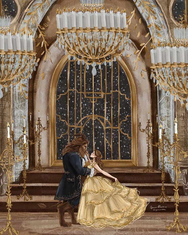 Beauty And The Beast- Belle And The Beast Dancing In - Beauty And The Beast , HD Wallpaper & Backgrounds