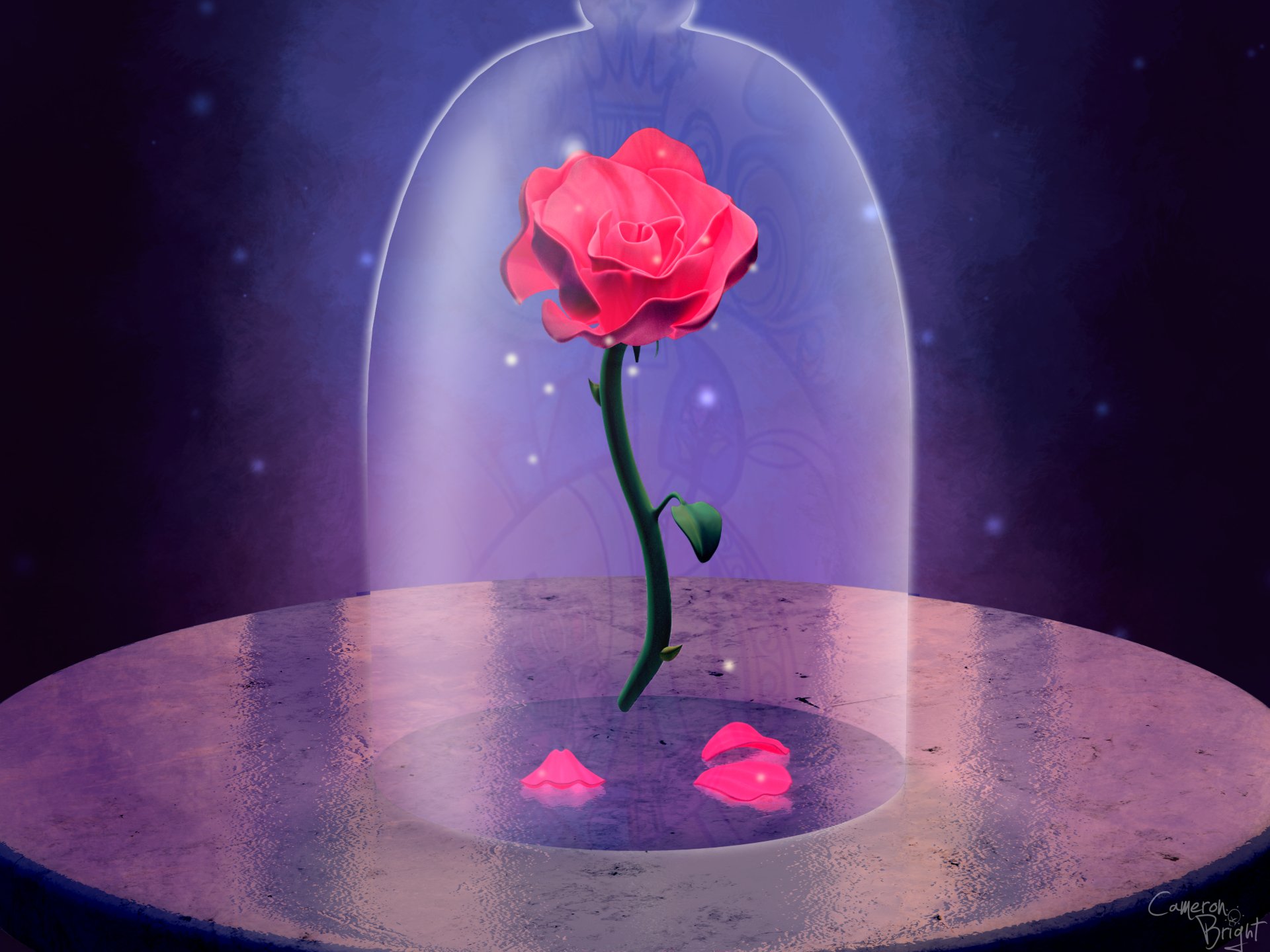Wallpapers Id - - Beauty And The Beast Pink Rose , HD Wallpaper & Backgrounds