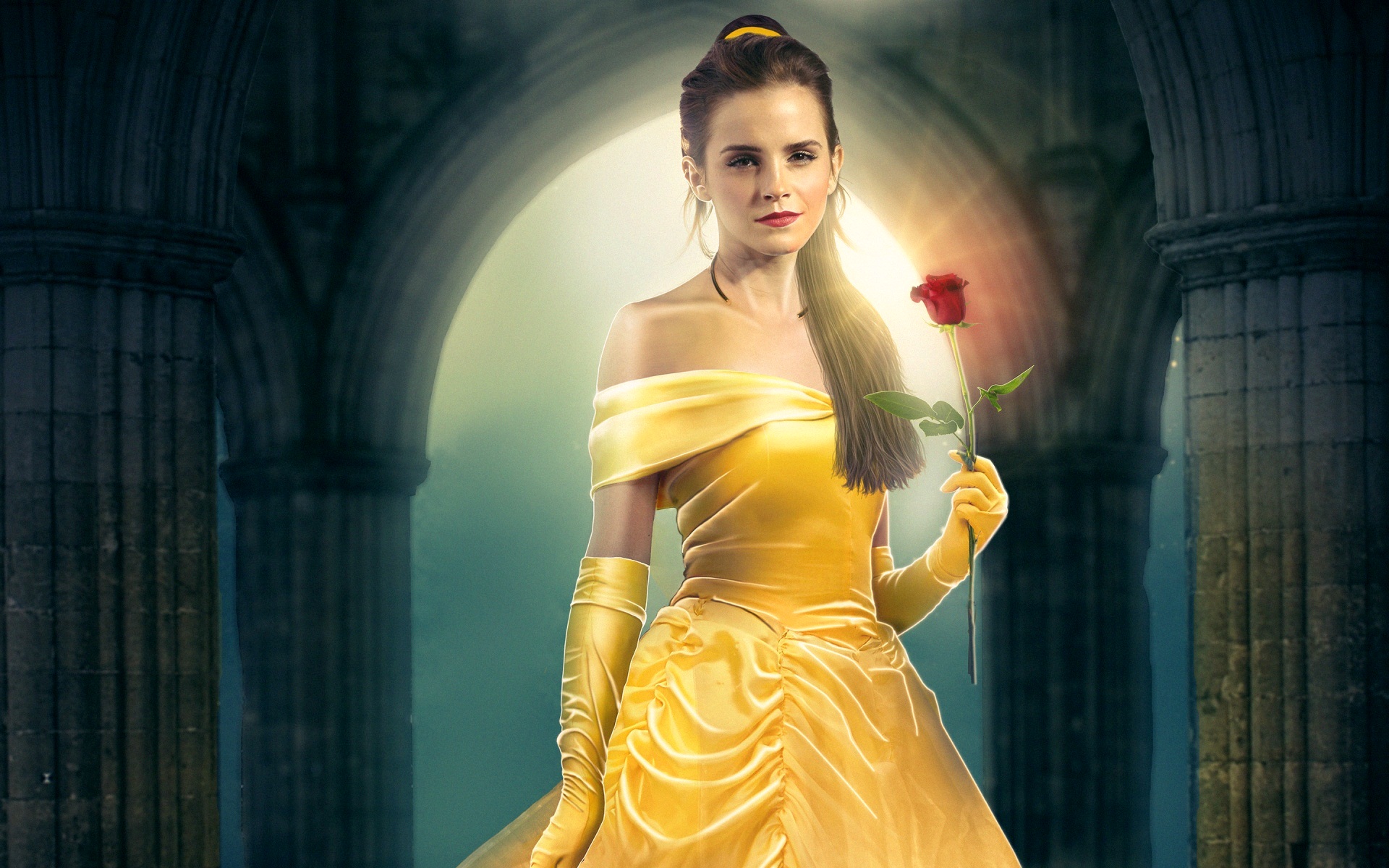 Emma Watson As Belle In Beauty And The Beast Holding - Beauty And The Beast 2107 , HD Wallpaper & Backgrounds
