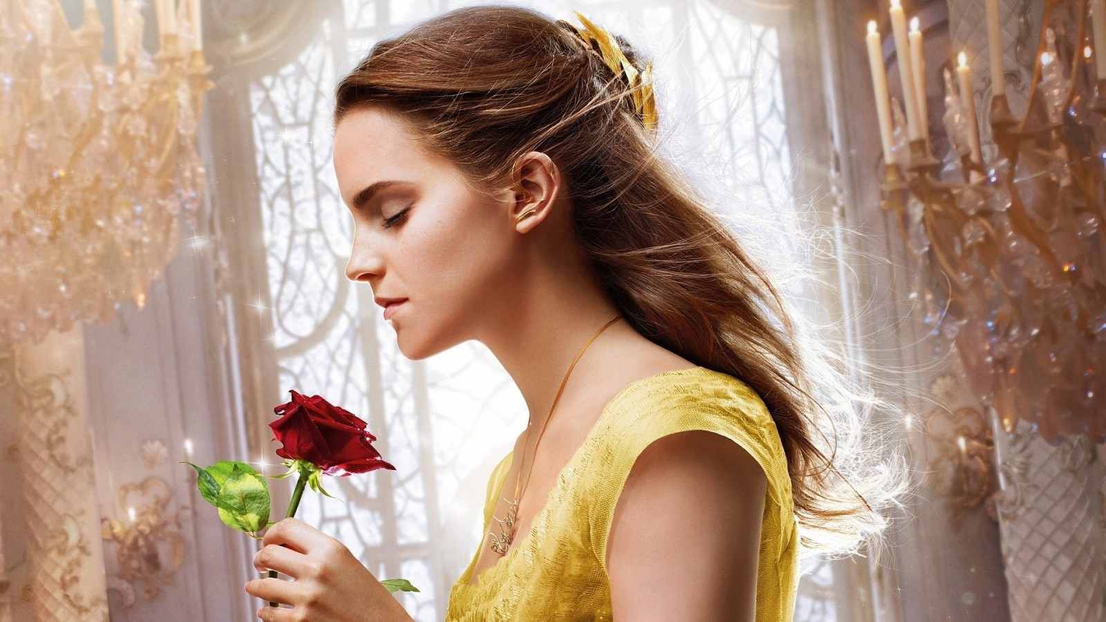 Emma Watson, Beauty And The Beast, Rose, Profile View - Emma Watson Beauty And The Beast Hd , HD Wallpaper & Backgrounds