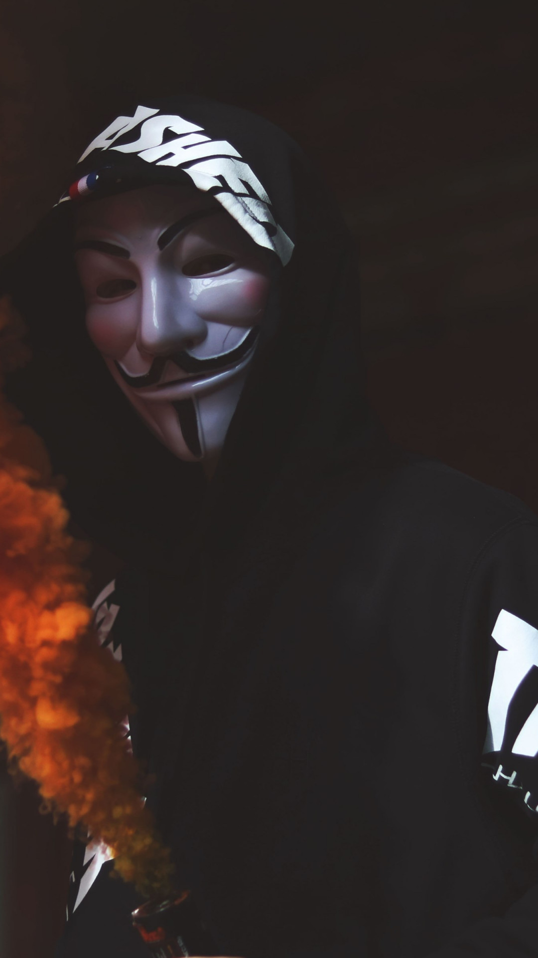 Anonymous Mask And Orange Smoke - Stay In The Shadows , HD Wallpaper & Backgrounds