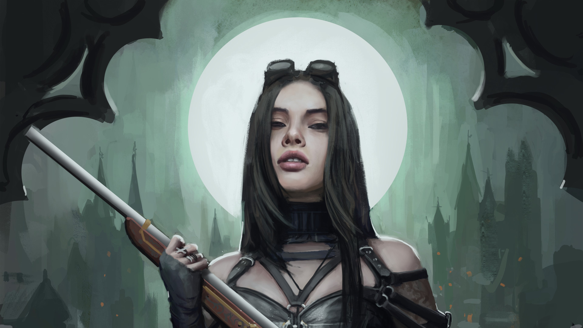 Hunter Steampunk Girl 9e - Huntress Fantasy Art , HD Wallpaper & Backgrounds
