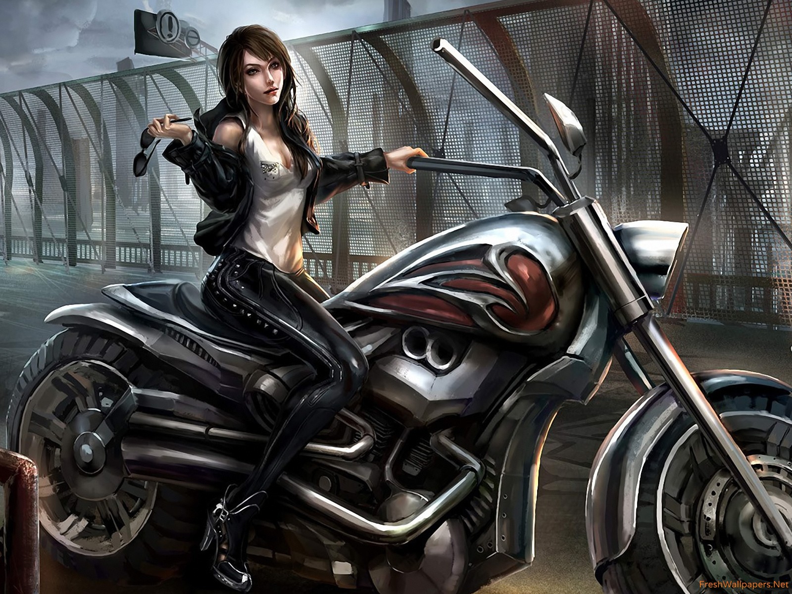 Motorcycle Girl 2 Wallpaper - Motorcycle Girl , HD Wallpaper & Backgrounds