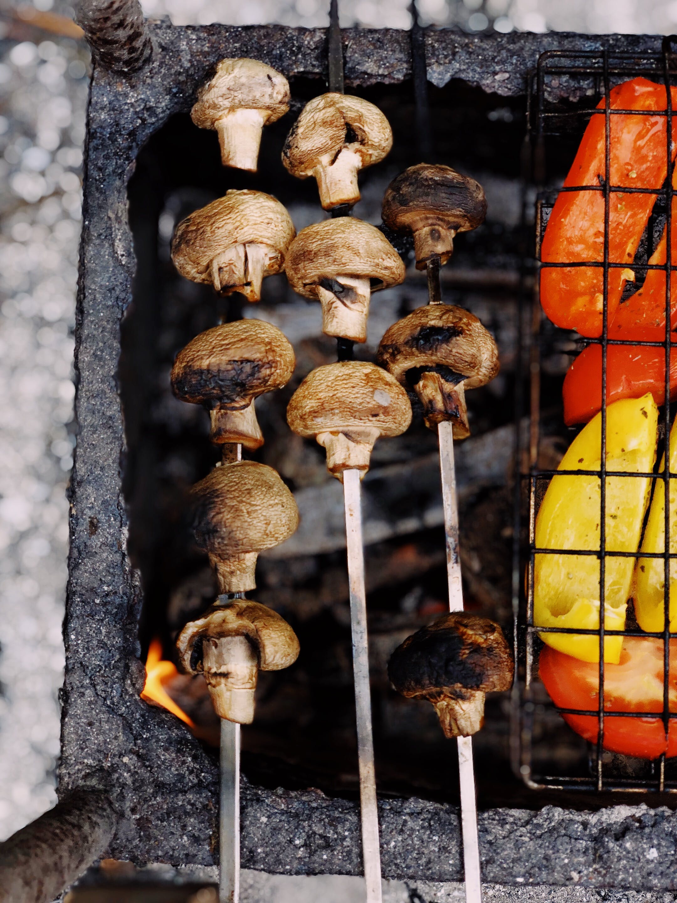Grilled Mushrooms On Charcoal Grill - قارچ کبابی , HD Wallpaper & Backgrounds