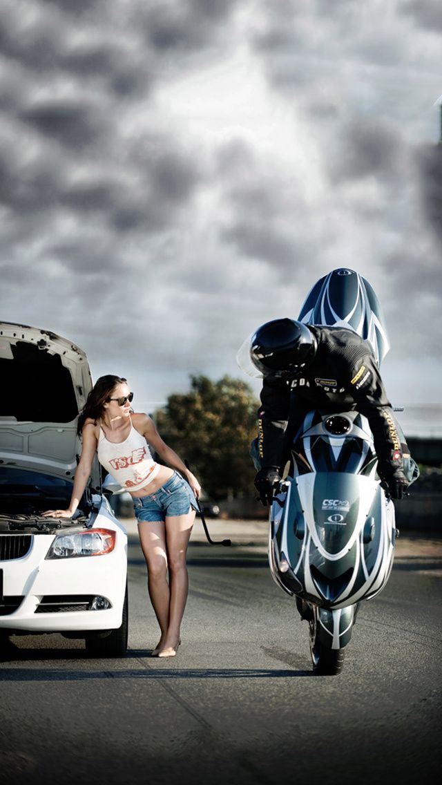 Biker Boy Iphone 5 Wallpaper - Biker Girl & Boy , HD Wallpaper & Backgrounds