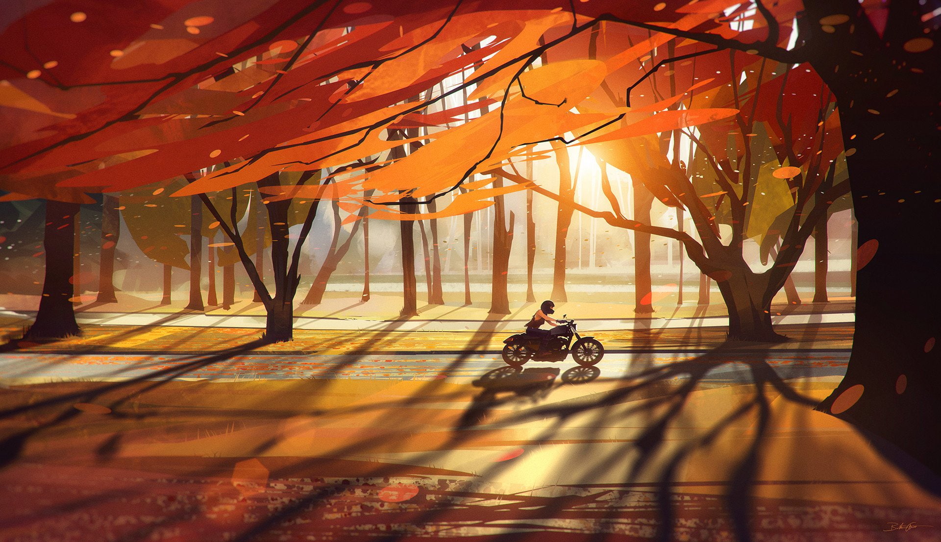 Artistic, Season, Biker, Girl - Autumn Countryside , HD Wallpaper & Backgrounds
