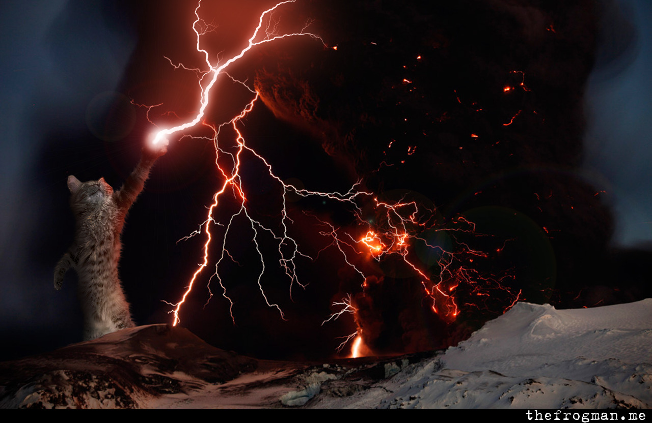 The Frogman - Iceland Volcano Lightning , HD Wallpaper & Backgrounds
