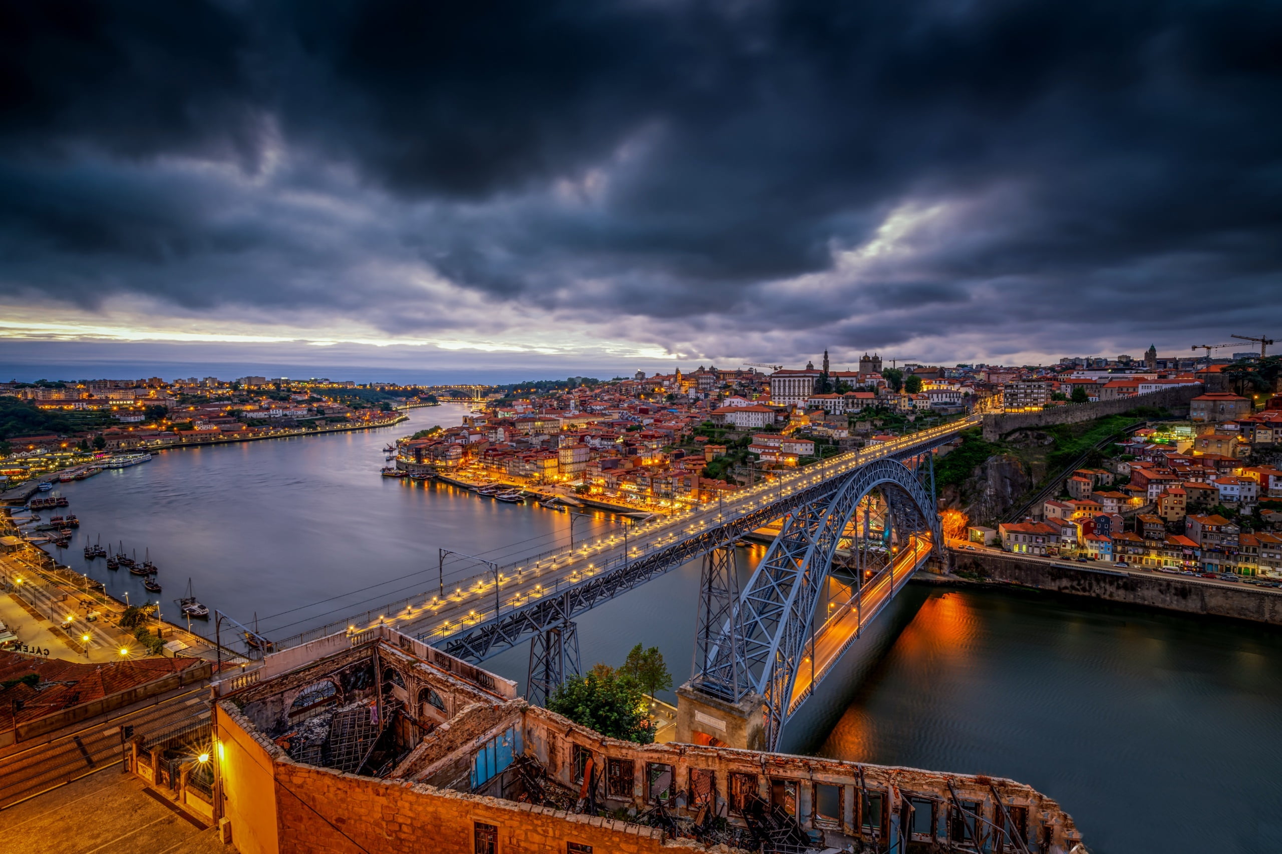 Cityscape, Sky, Bridge, Portugal, Porto, Vila Nova - Fond D Écran