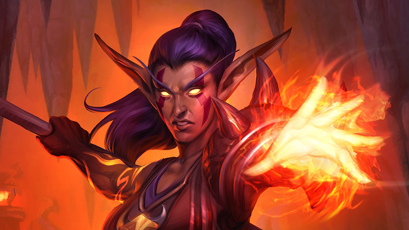 1366 X - Druid Of The Flame Art , HD Wallpaper & Backgrounds