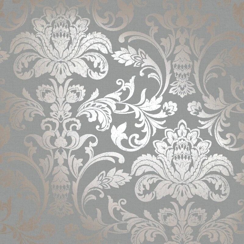 Grey And Gold Wallpaper Damask , HD Wallpaper & Backgrounds