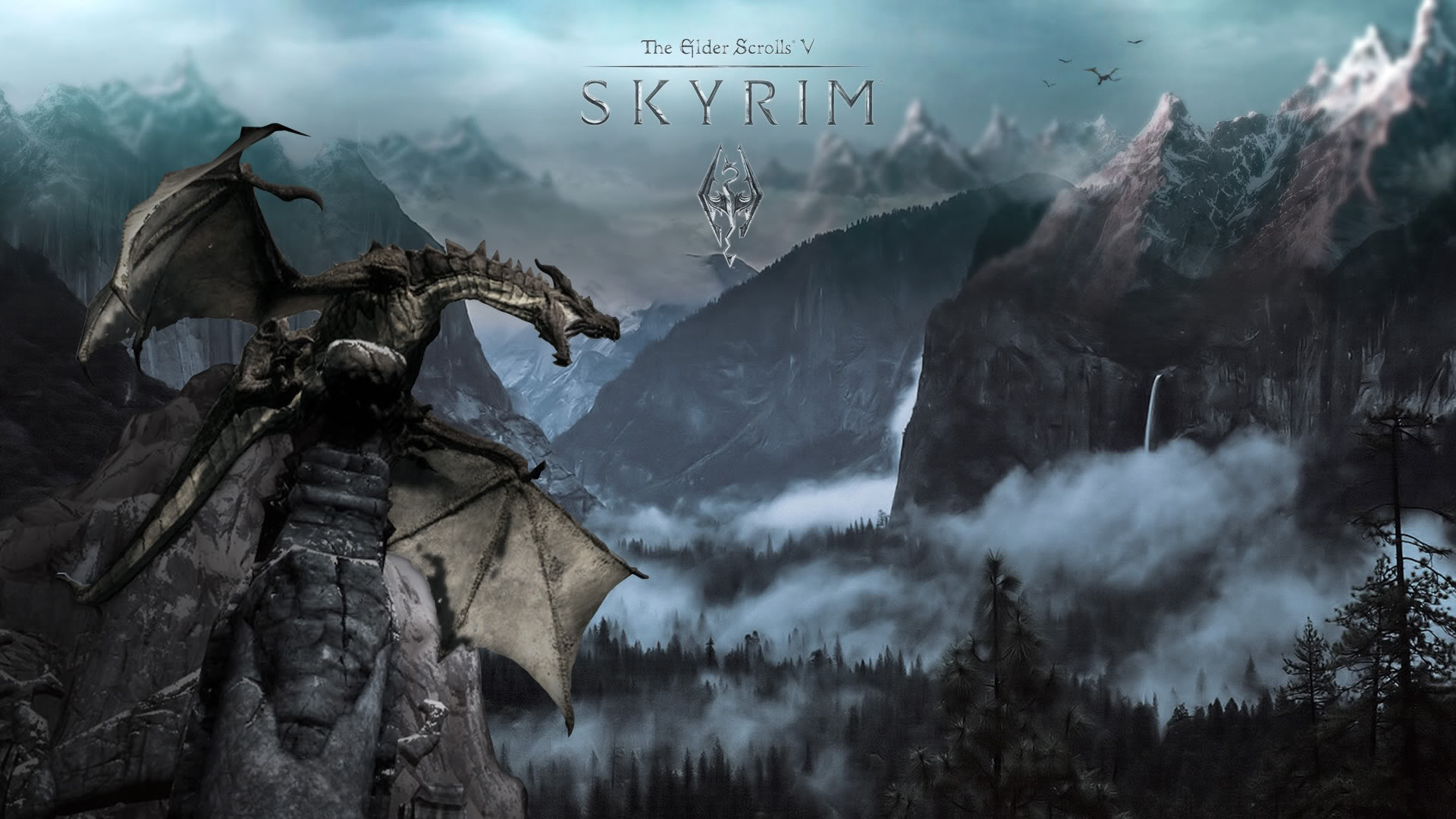 Skyrim Wallpaper Dragon , HD Wallpaper & Backgrounds