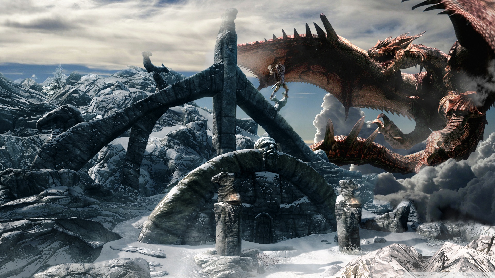 Skyrim Dragon Wallpaper 4k , HD Wallpaper & Backgrounds