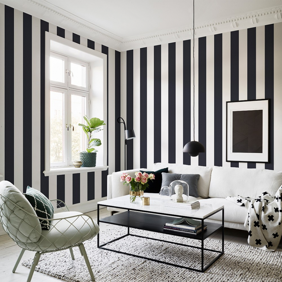 Striped Wallpaper Living Room , HD Wallpaper & Backgrounds