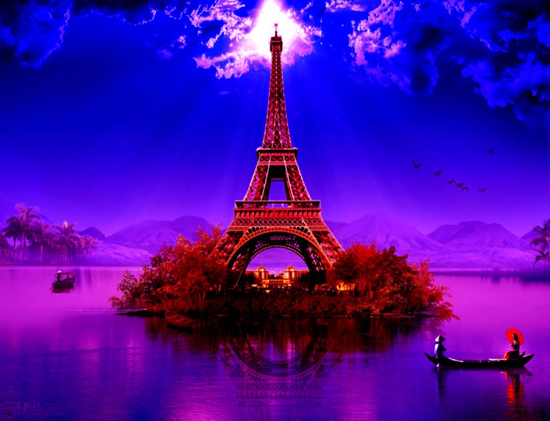 Eiffel Tower Paris Wallpaper Purple , HD Wallpaper & Backgrounds