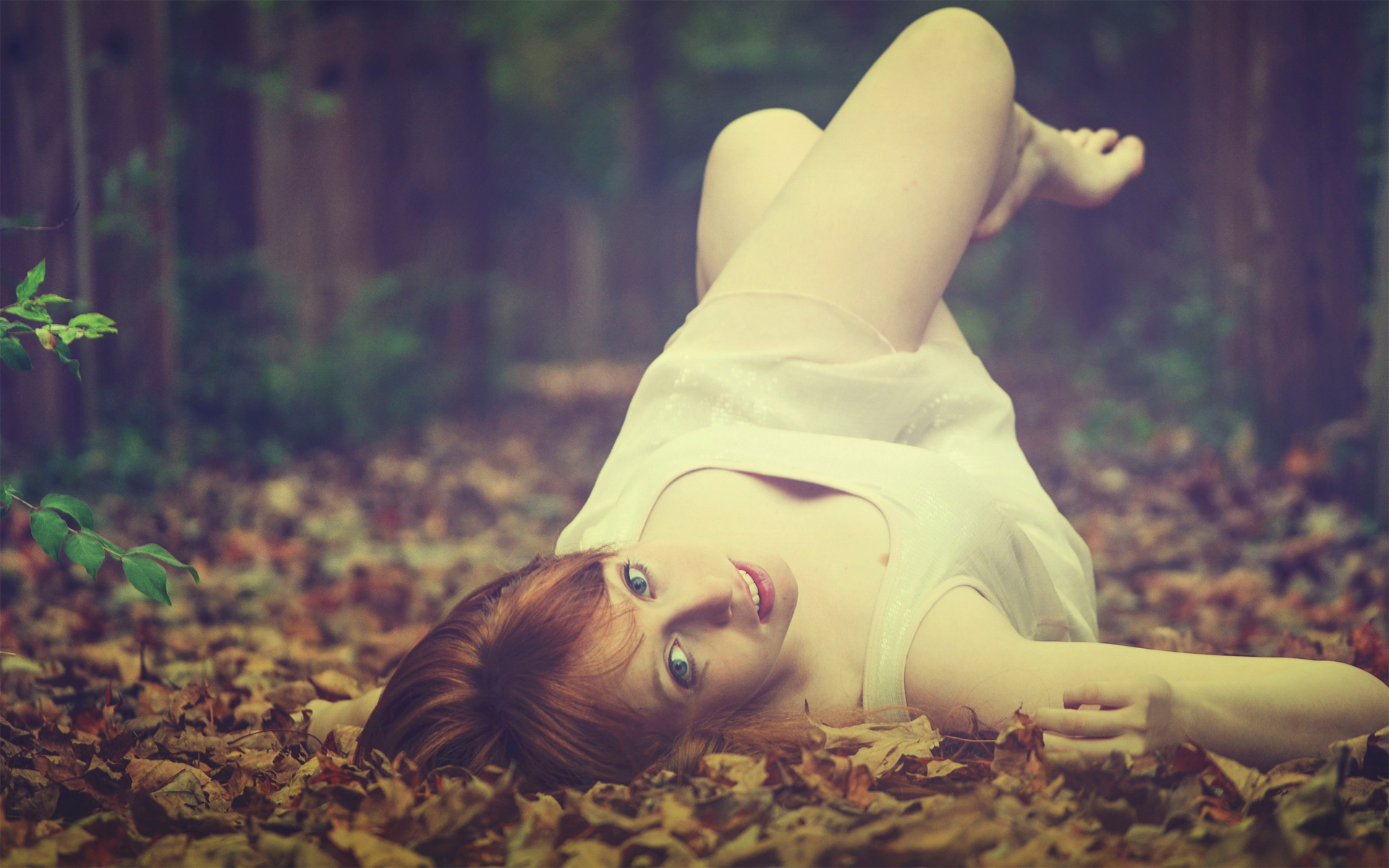 Beautiful Girl Lying Down In Forest , HD Wallpaper & Backgrounds