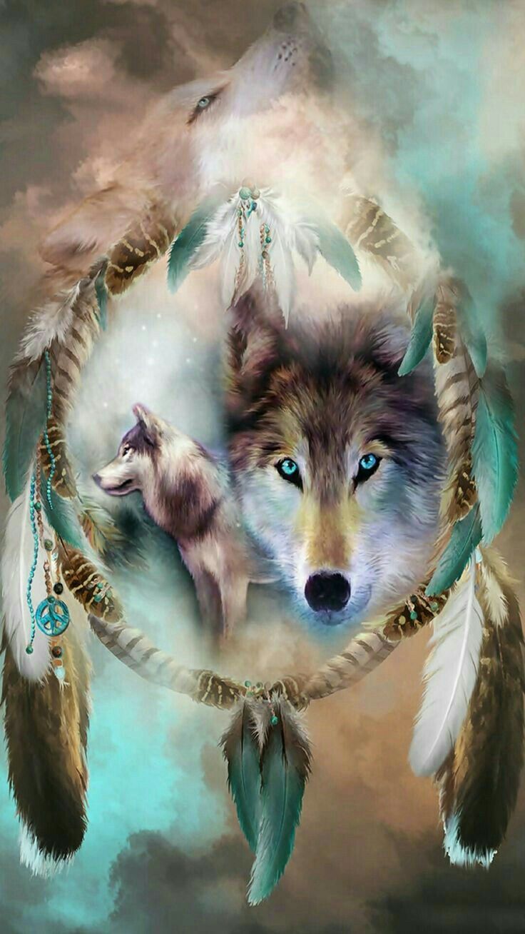 Native American Dreamcatcher Wolves , HD Wallpaper & Backgrounds