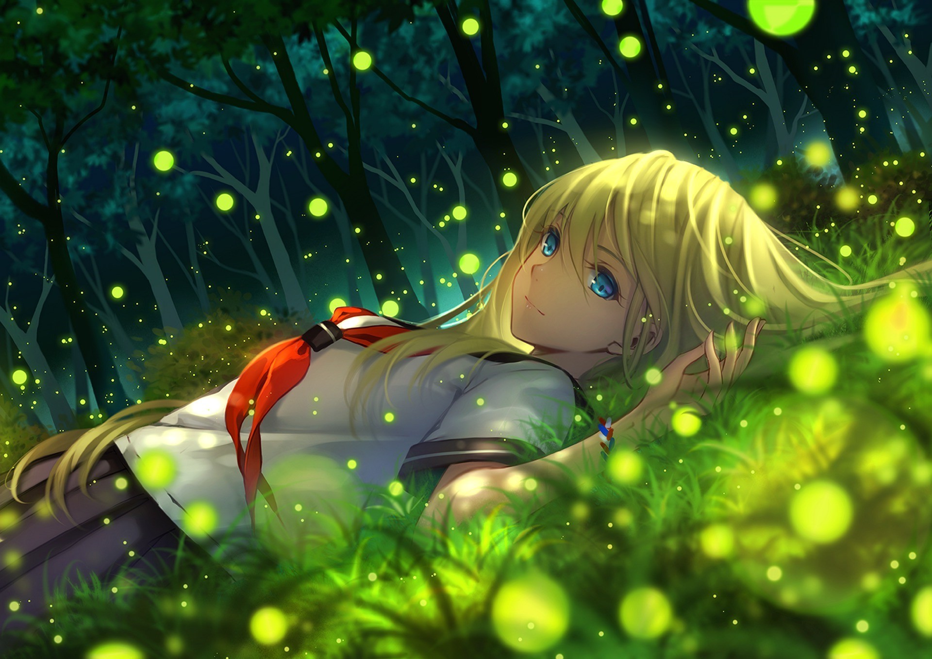 Anime Girl In Garden , HD Wallpaper & Backgrounds