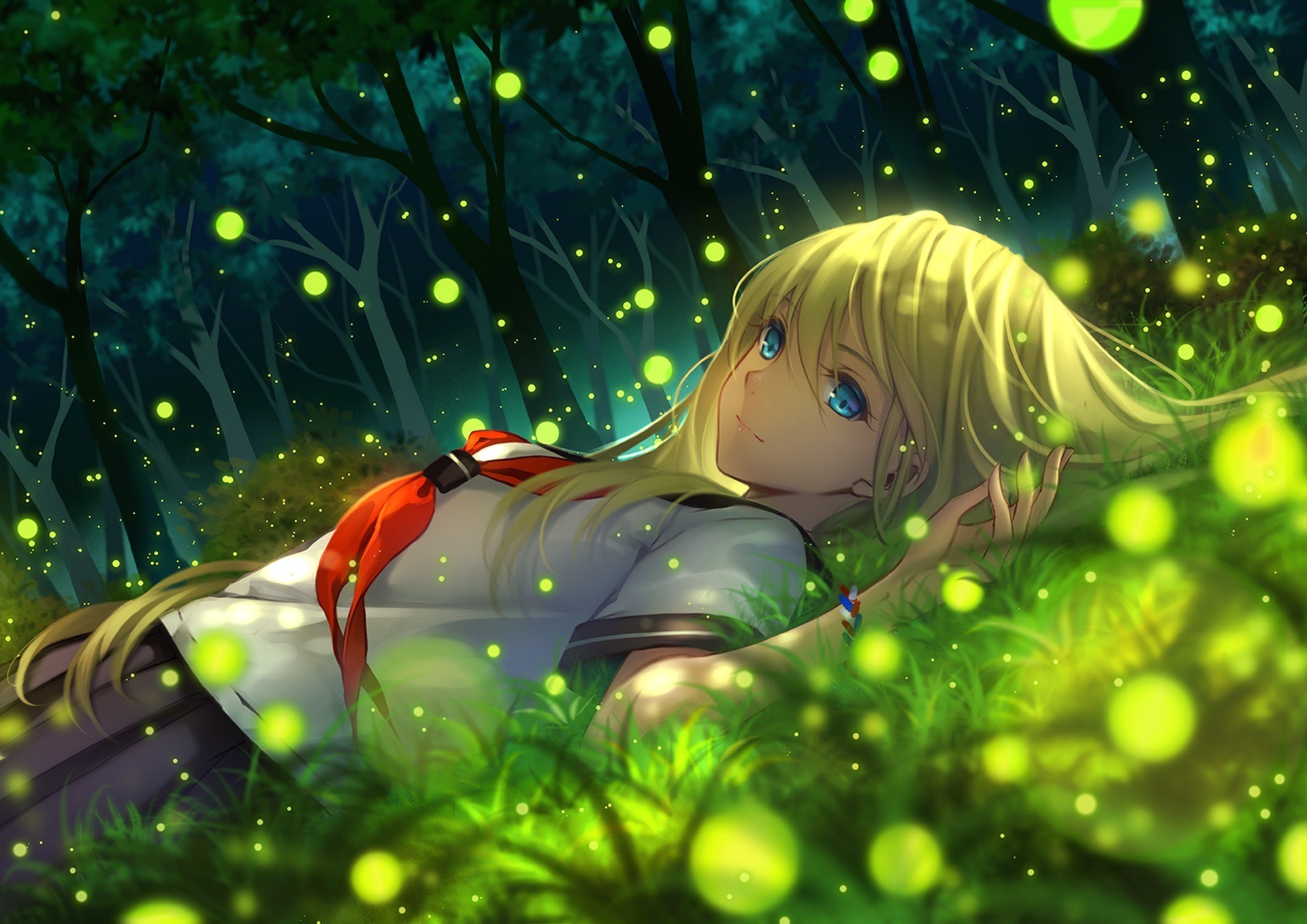 Anime Girl In Garden , HD Wallpaper & Backgrounds