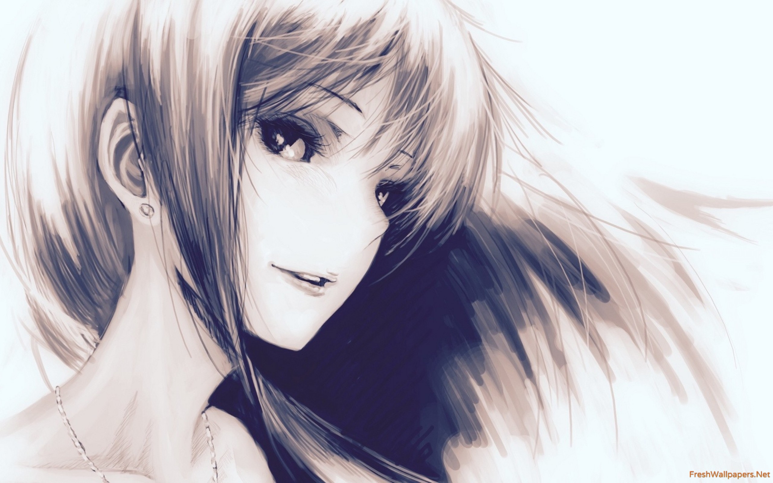 Anime Girl Wallpaper Drawing , HD Wallpaper & Backgrounds