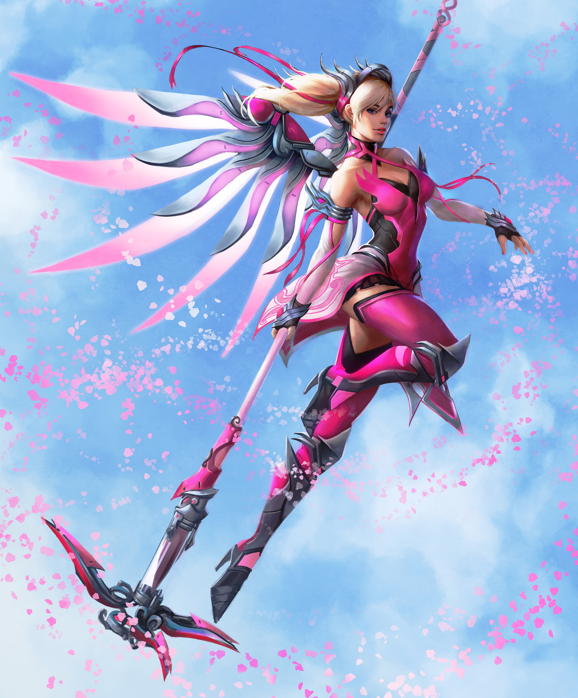 Overwatch Wallpaper Pink Mercy , HD Wallpaper & Backgrounds